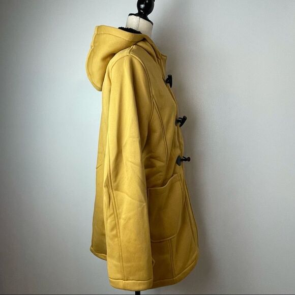 NWT Mustard Yellow Toggle Hooded Coat | Medium | Fall Winter Jacket w/ Pockets L - Picture 9 of 14